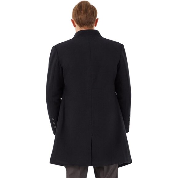 🆕 Men Black Wool Trench Coat Slim Fit Winter Durable Soft Breasted Two Buttons - Picture 4 of 6